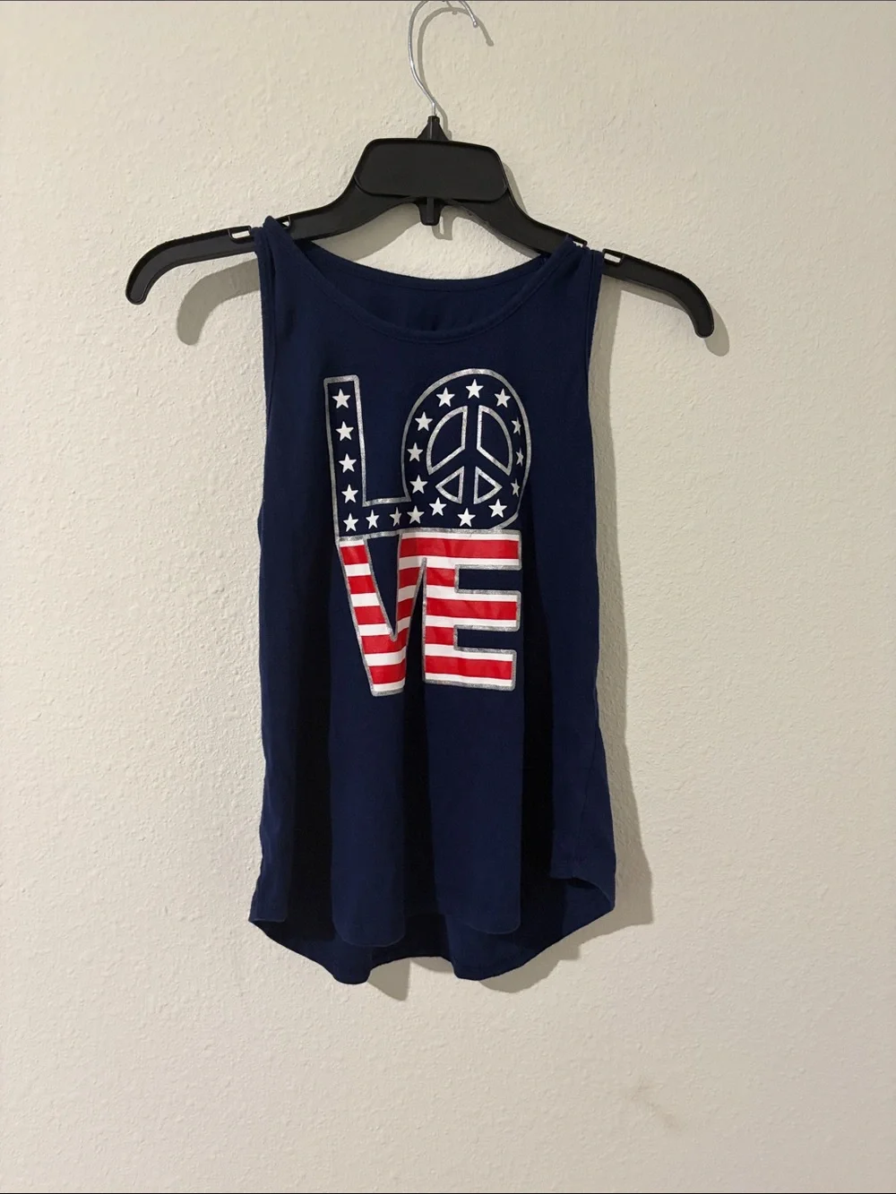 Justice Navy Tank with Star Graphic and Red-White Straps